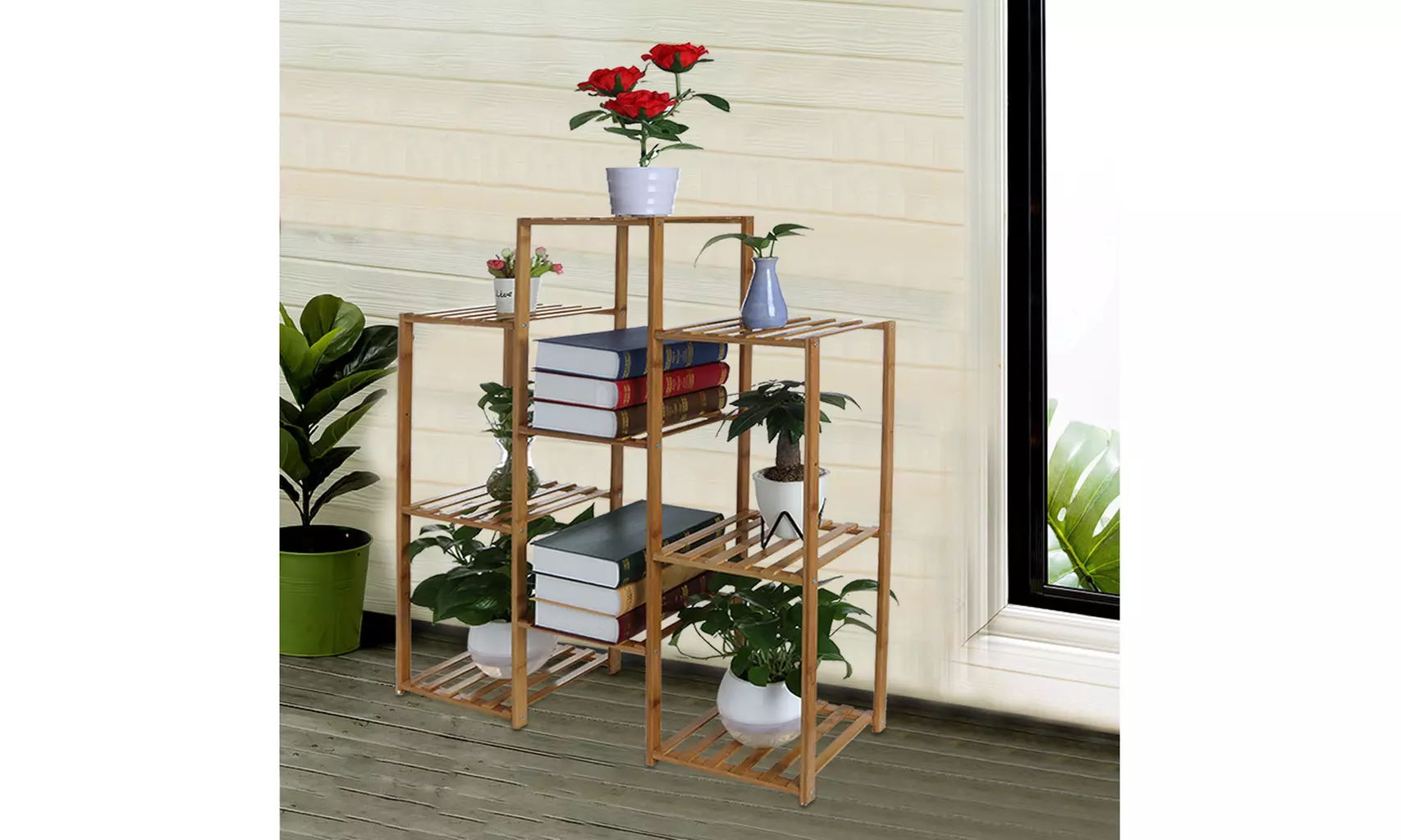 Plant Stand Multi-Tier Bamboo Flower Rack Plant Pots Holder Display - Primary Image
