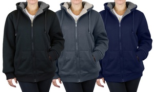 Women's Heavyweight Sherpa Fleece-Lined Oversize Loose Fit Zip Fashion Hoodie