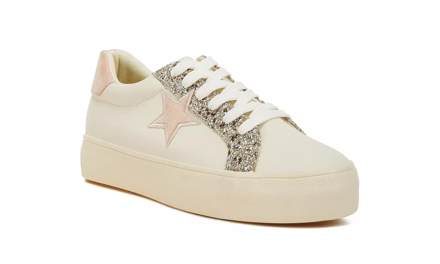 London Rag Bomber Metallic Star Glitter Women's Sneakers