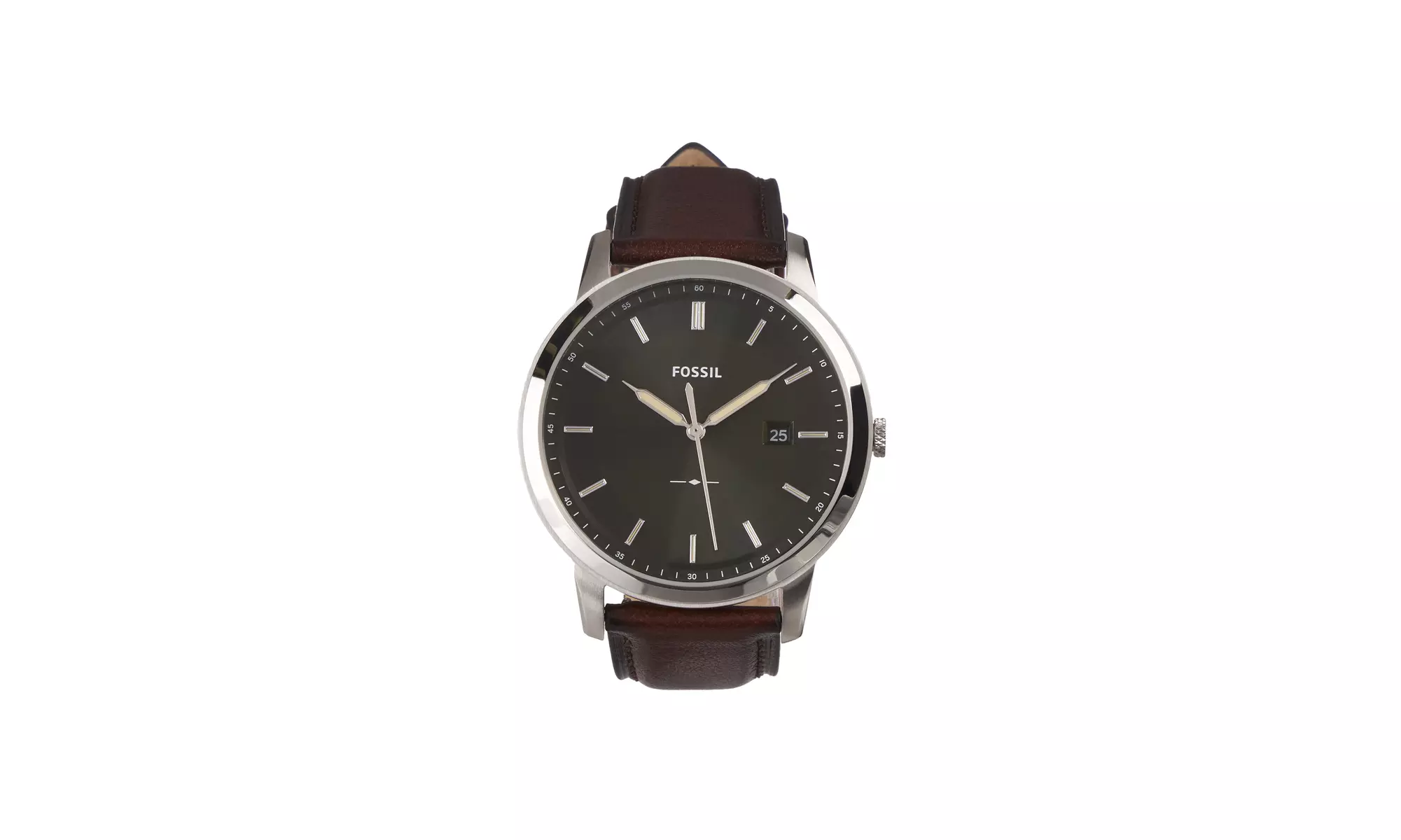 Fossil Men's FS5838 Silver/Olive Minimalist Dress Watch - Primary Image