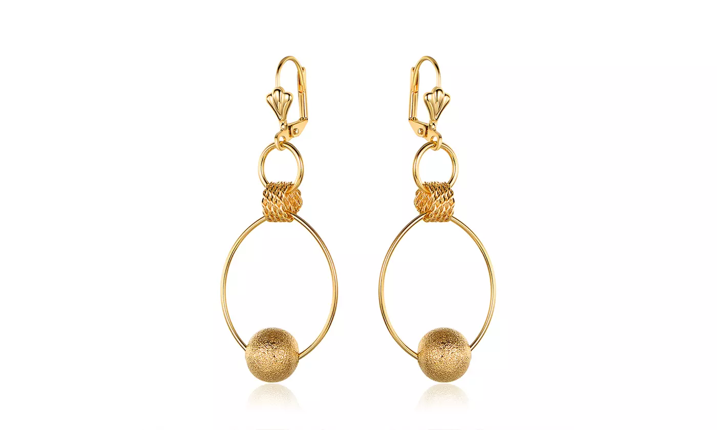 Gold Plated Ball Dangle Earrings 