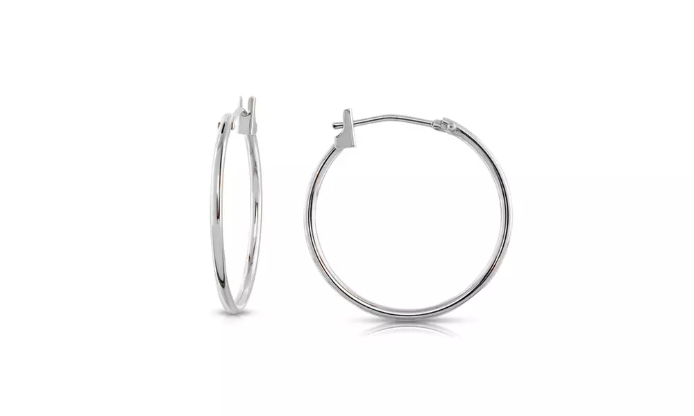 Solid 14k White Gold 20mm French Lock Hoops