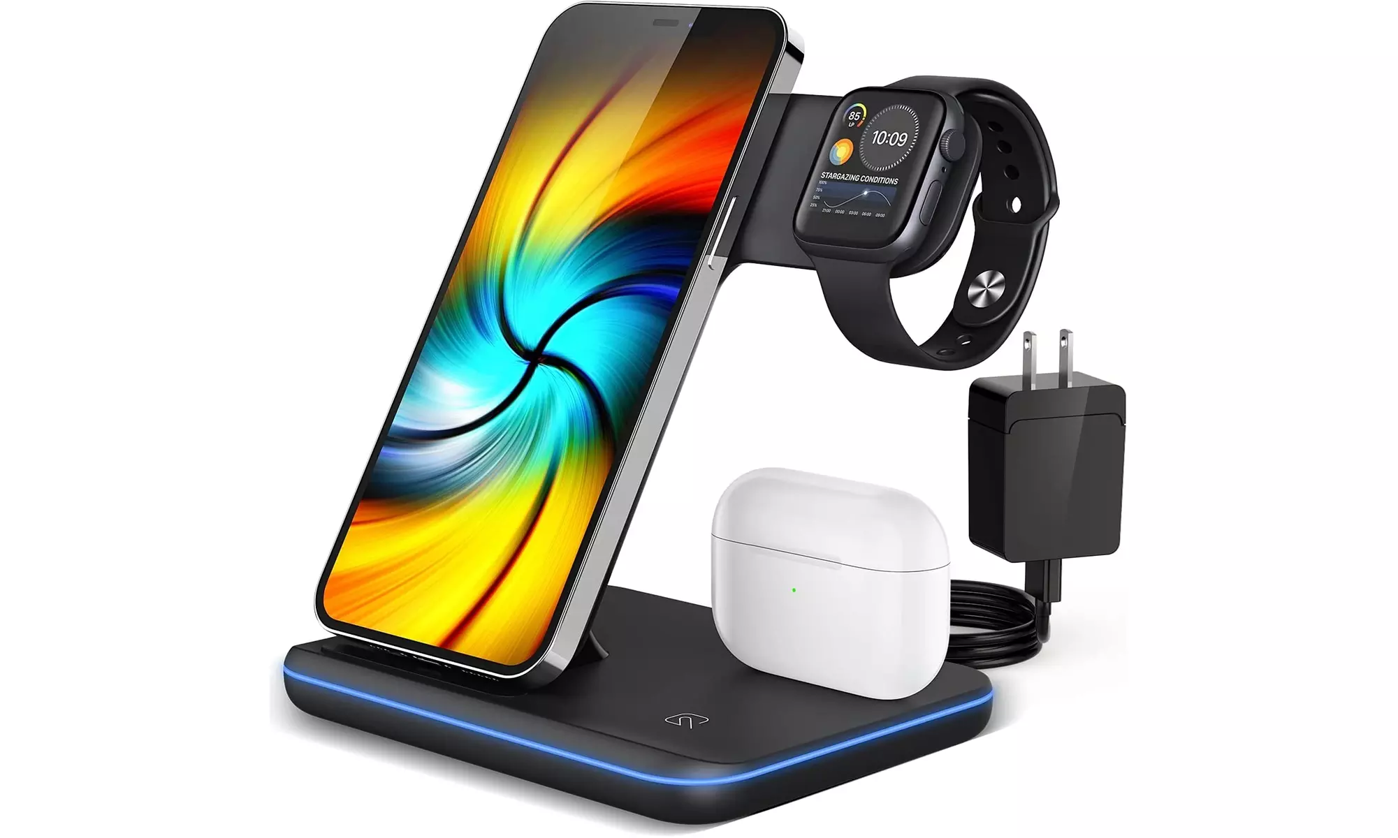 Wireless Charging Station, 2021 Upgraded 3 in 1 Wireless Charger Stand  - Primary Image
