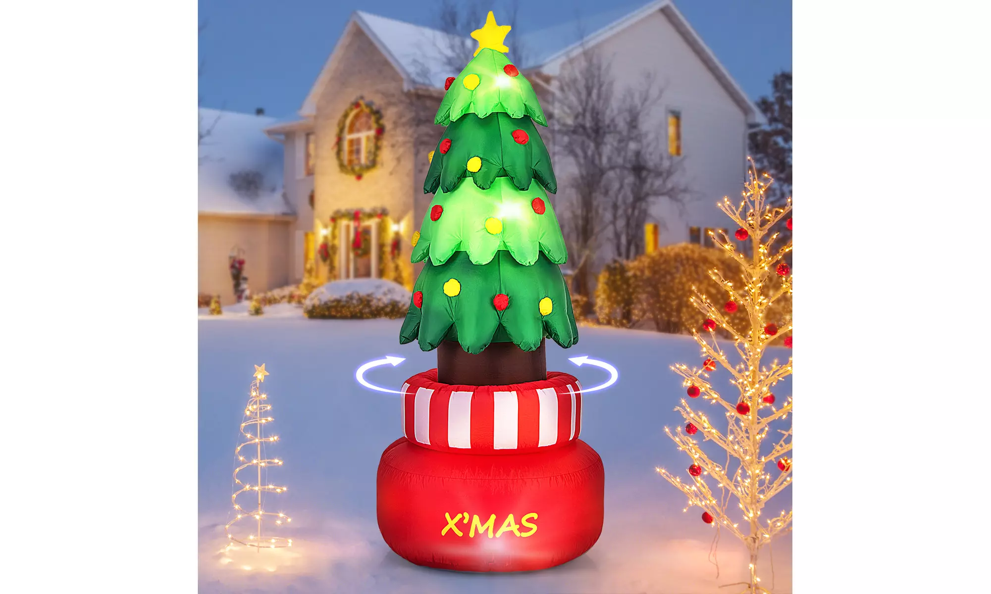 Costway Inflatable Christmas Santa Claus Helicopter Snowman Penguin Lights