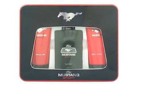 Ford Mustang Sport Gift Set 3.4oz EDT 5oz Shower Gel 5oz After Shave Balm Men Spicy Spray 3.4 Edt Spray