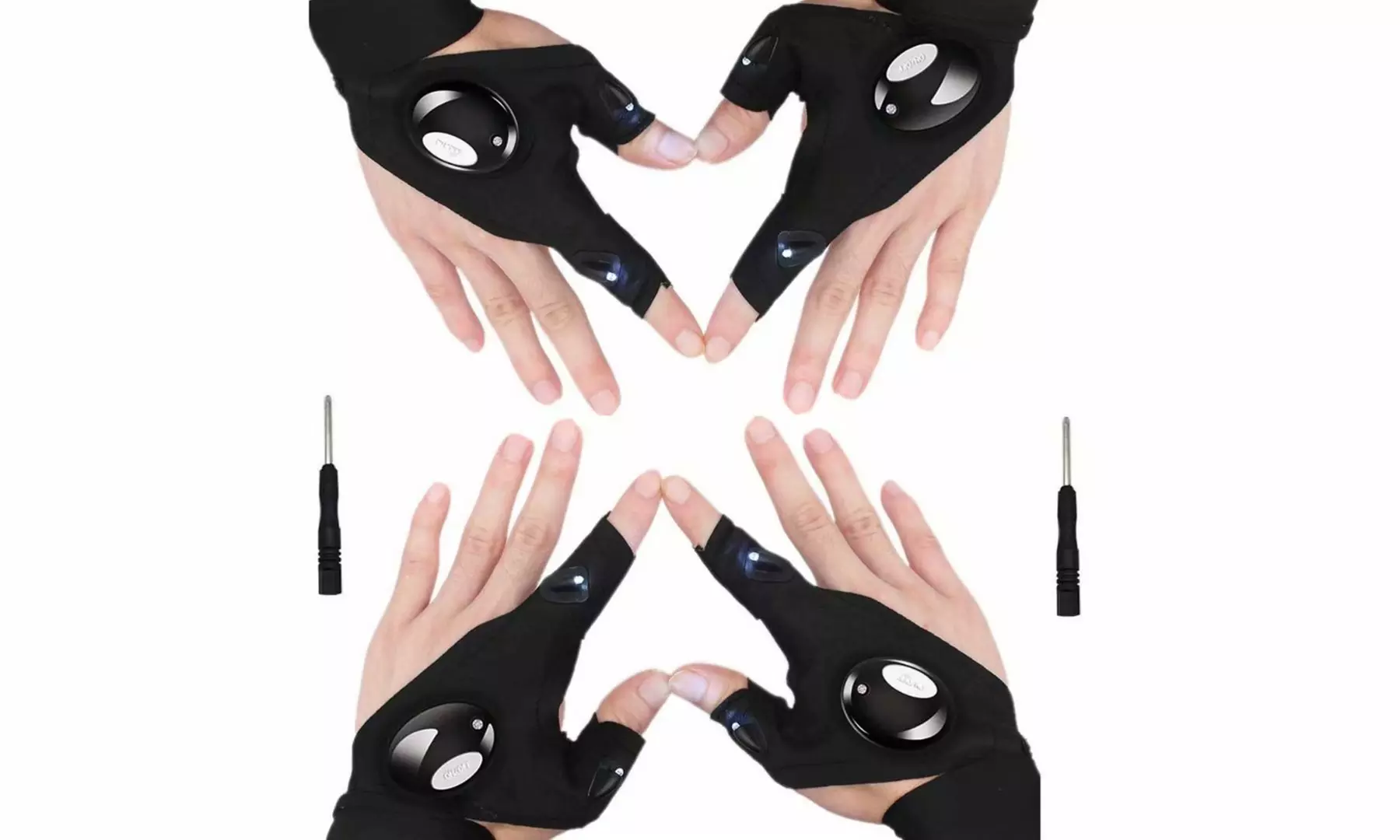 2 Pairs Flashlight Gloves Fingerless LED Flashlight Gloves Fishing LED Gloves - Primary Image