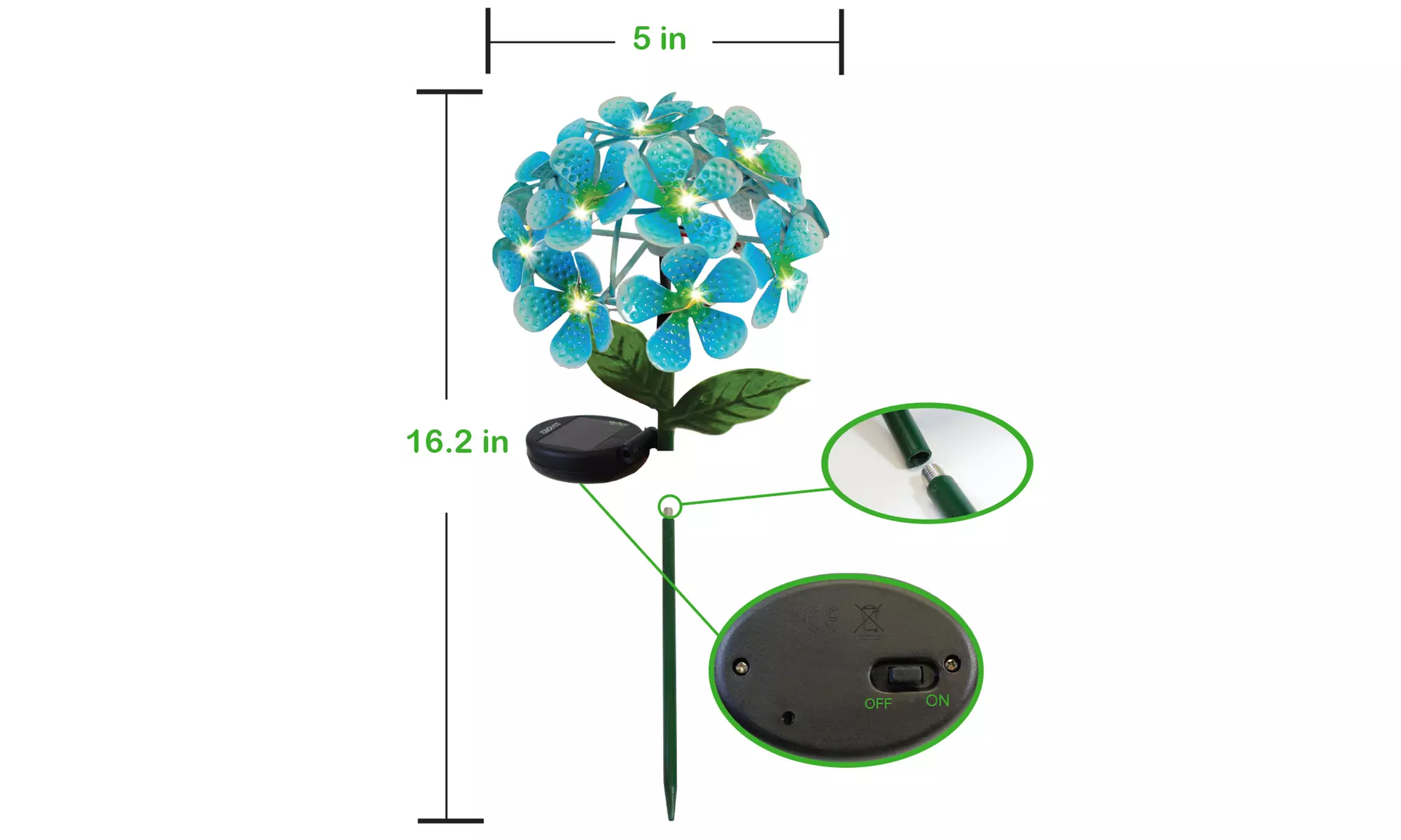 Touch Of ECO Solar LED Metal Flower Stake Lights(1-,2- or 3-Pack)