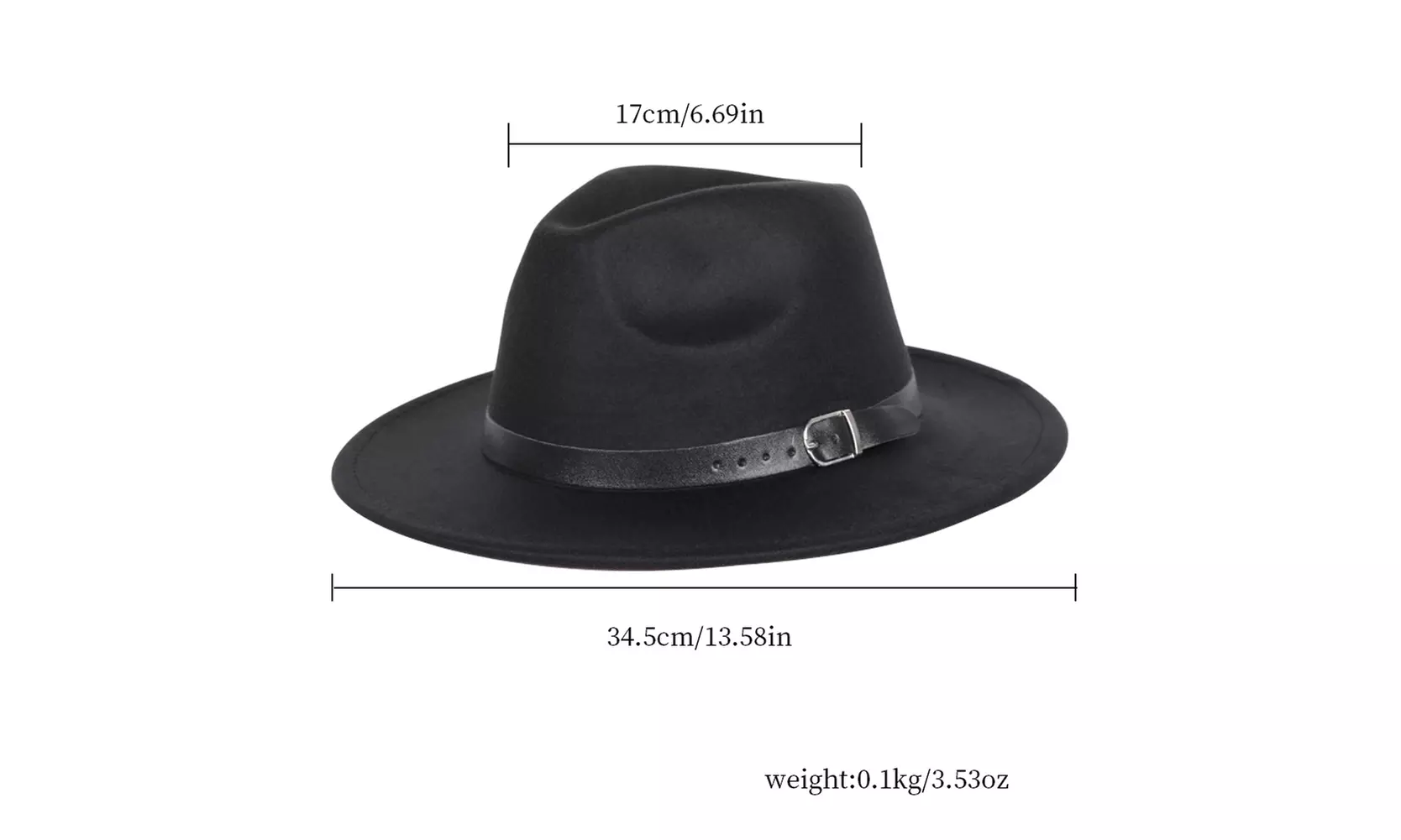 US 1-2 Pcs Wide Brim Fedora Hat Water Resistant Leather Band Winter Fall Western