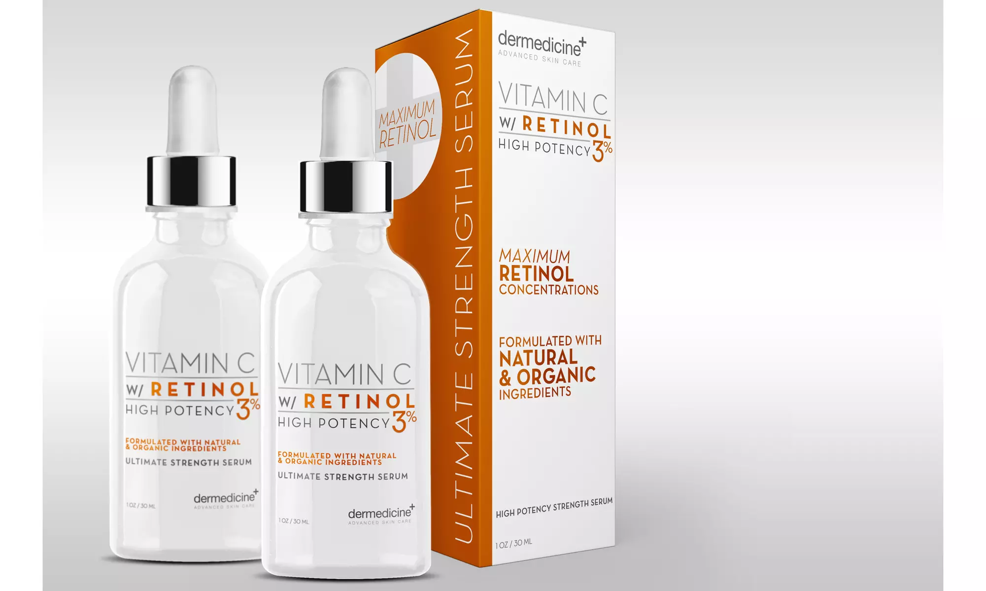 Dermedicine Skincare Vitamin C & Retinol 3% High Potency Serum (1 or 2 pack)
