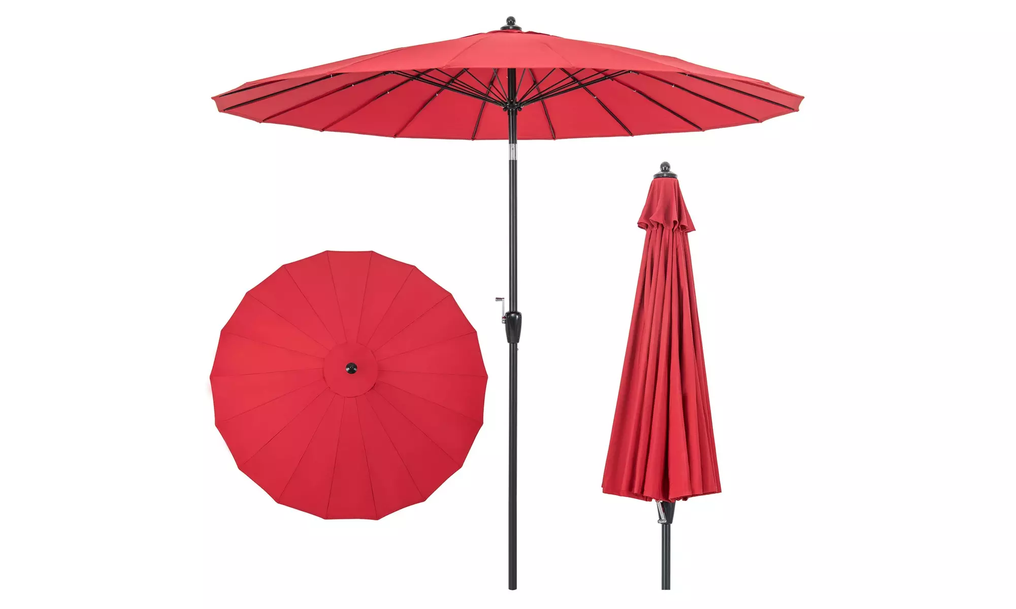 Costway 9 FT Round Patio Umbrella with Push Button Tilt & Crank Handle