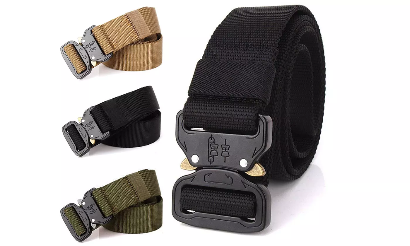 Men's Tactical Belt Military Style Heavy-Duty Quick-Release Metal Buckle Belt  - Primary Image