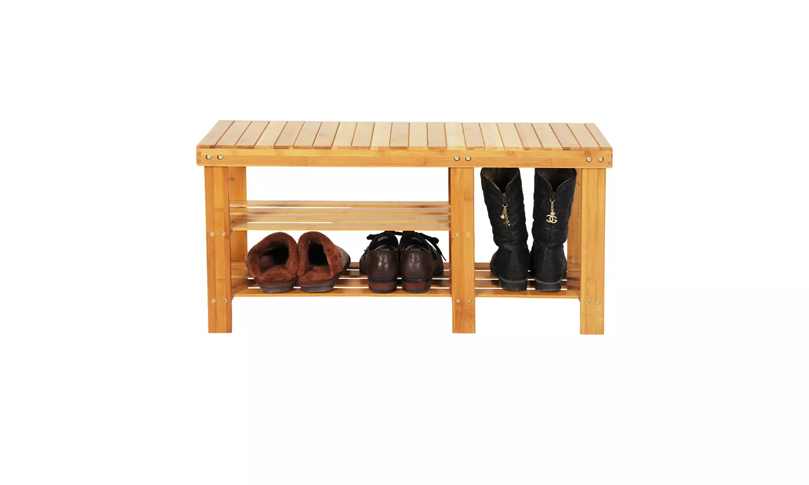 Bamboo  Shoe Rack Bench Shoe Organizer - Primary Image