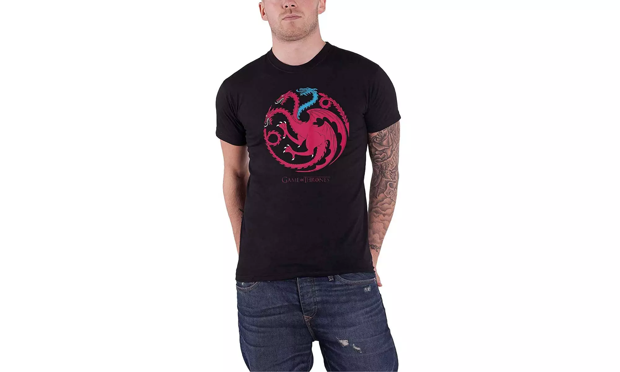Game of Thrones T Shirt Targaryen Ice Dragon Logo Official Mens Black - Primary Image