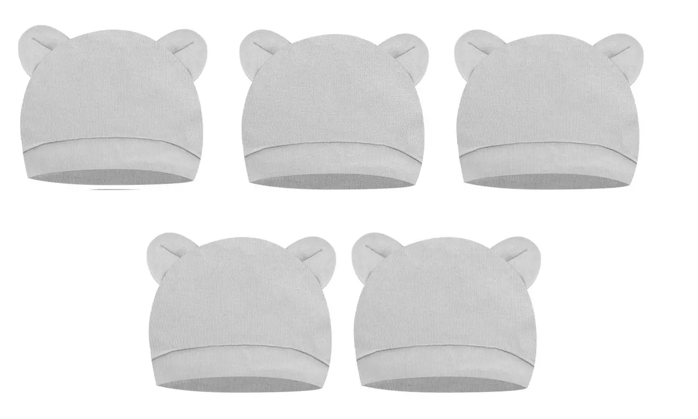 5 Pieces Newborn Baby Hats Bear Ears Infant Beanie Caps
