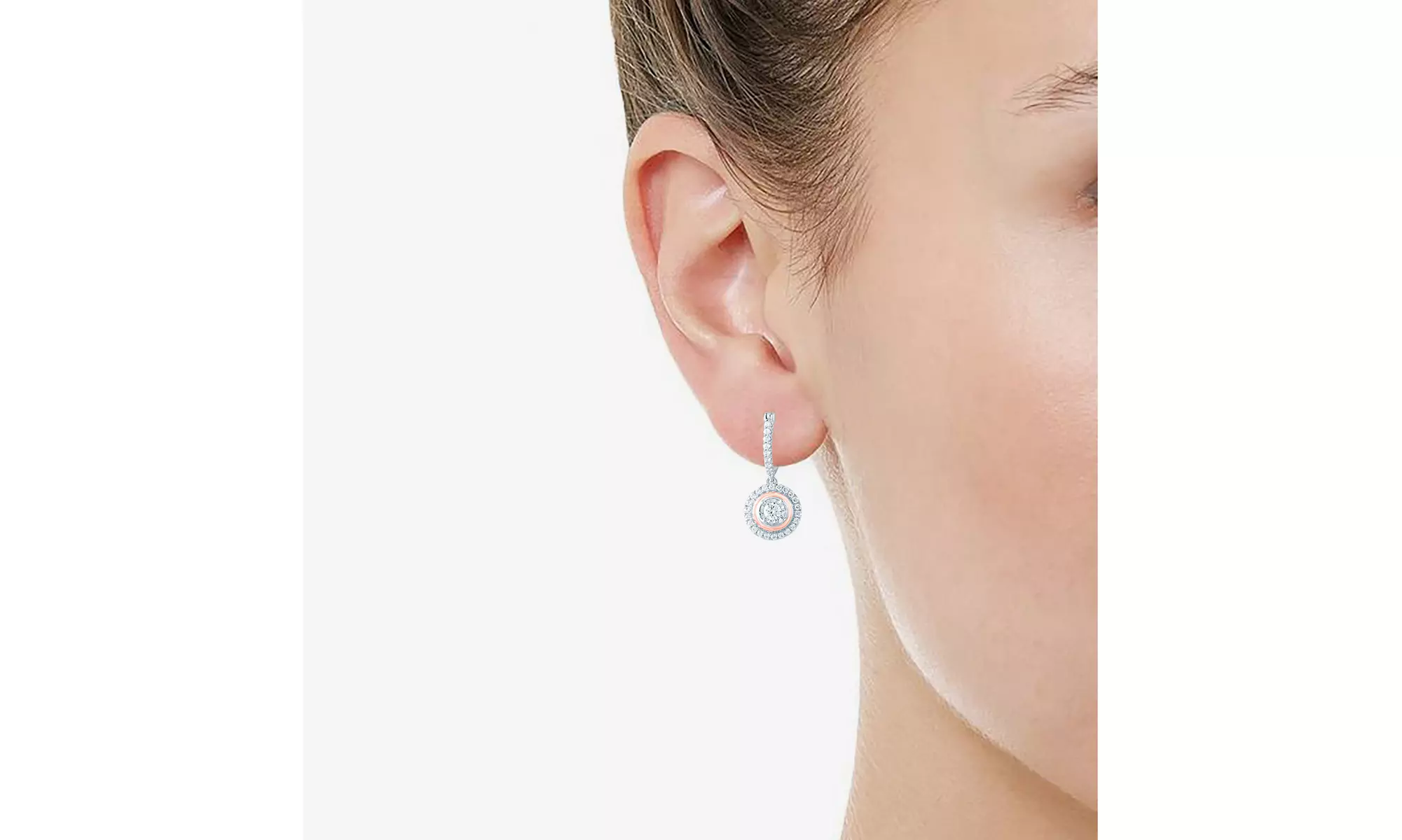1/2Ct TW Dia Round Halo Earring in Silver & 14k-RG plating by Fifth and Fine