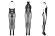 Leg Avenue Women's Seamless Fishnet Floral Lace Hourglass Halter Bodystocking - Second Medium
