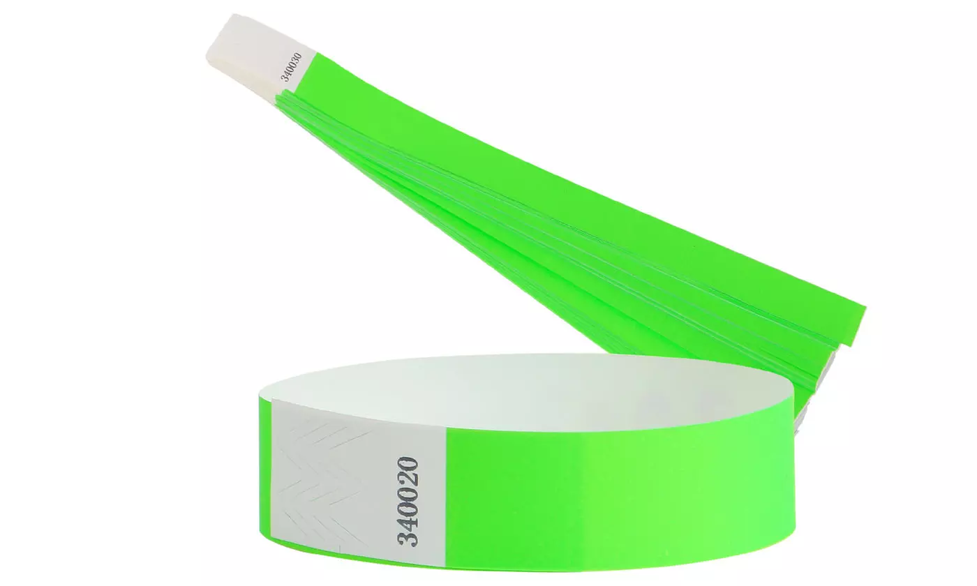100Pcs Waterproof Hand Bands Neon Wrist Bands for Events Concert Wristbands Adhe