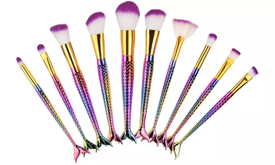 Professional Mermaid Cosmetic Makeup Brush Set (10-Piece) - Second Medium