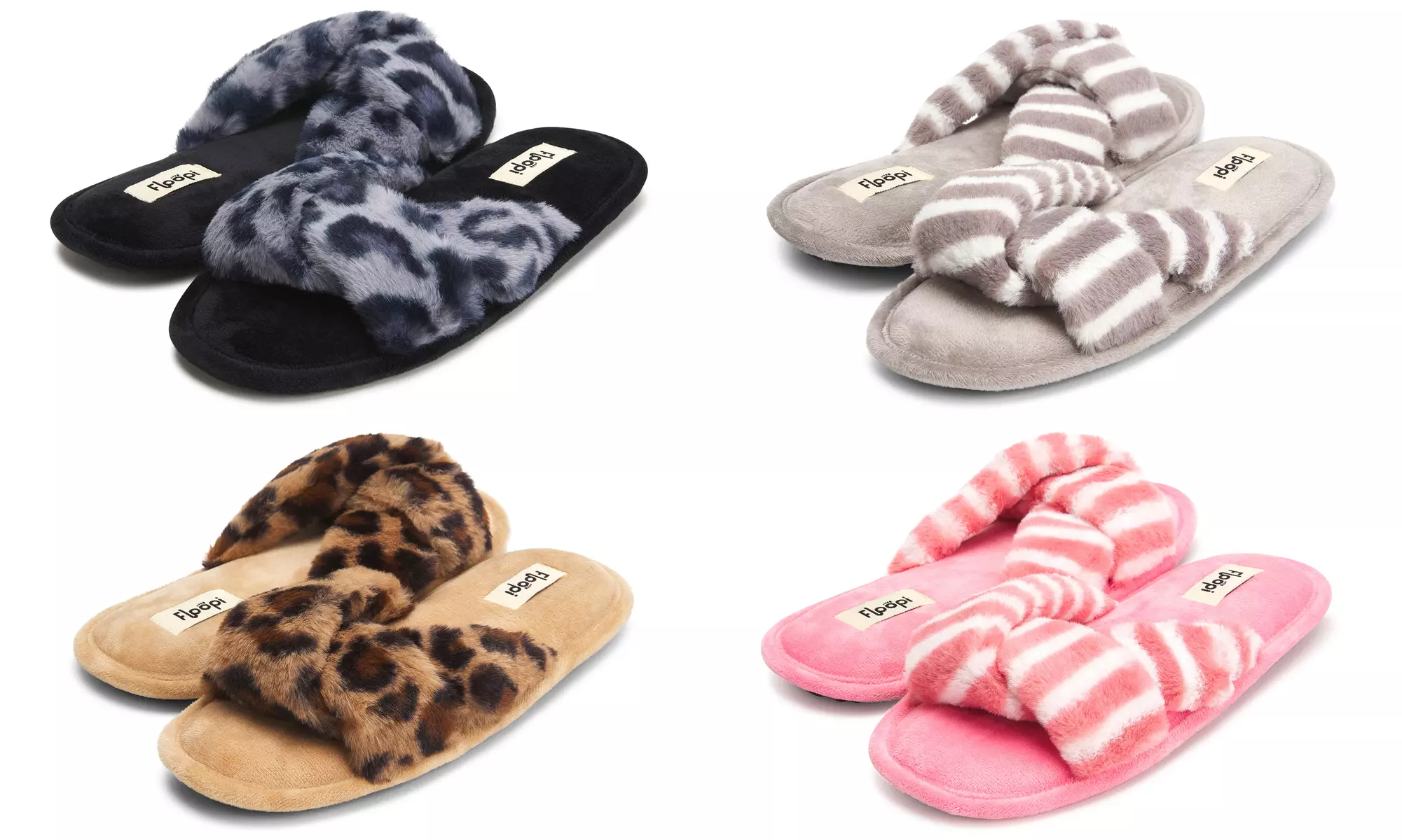 Floopi Womens Indoor Outdoor Open Toe Criss Cross Slippers  - Primary Image