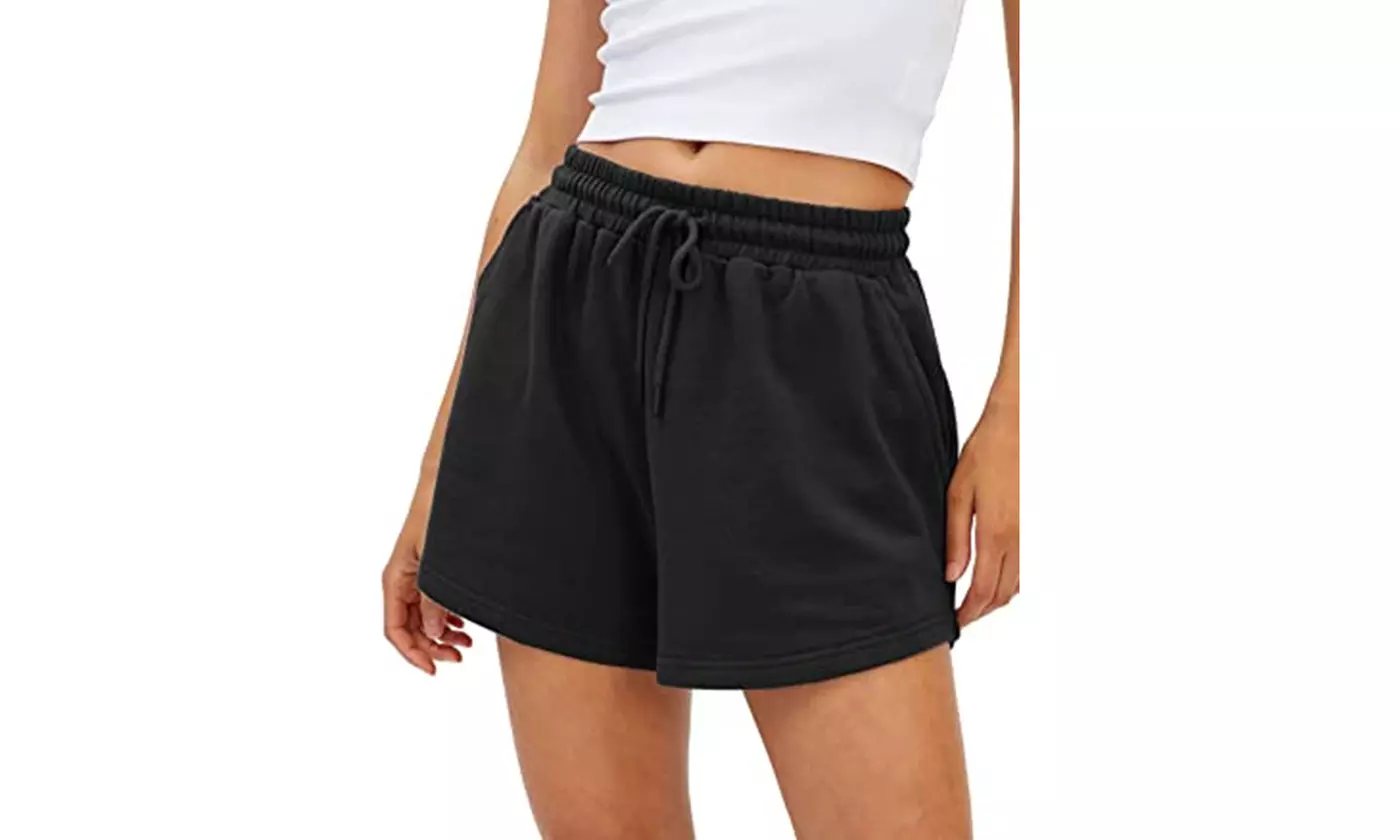 LESIES Womens Elastic Waist Sweat Shorts Active Shorts Workout Shorts