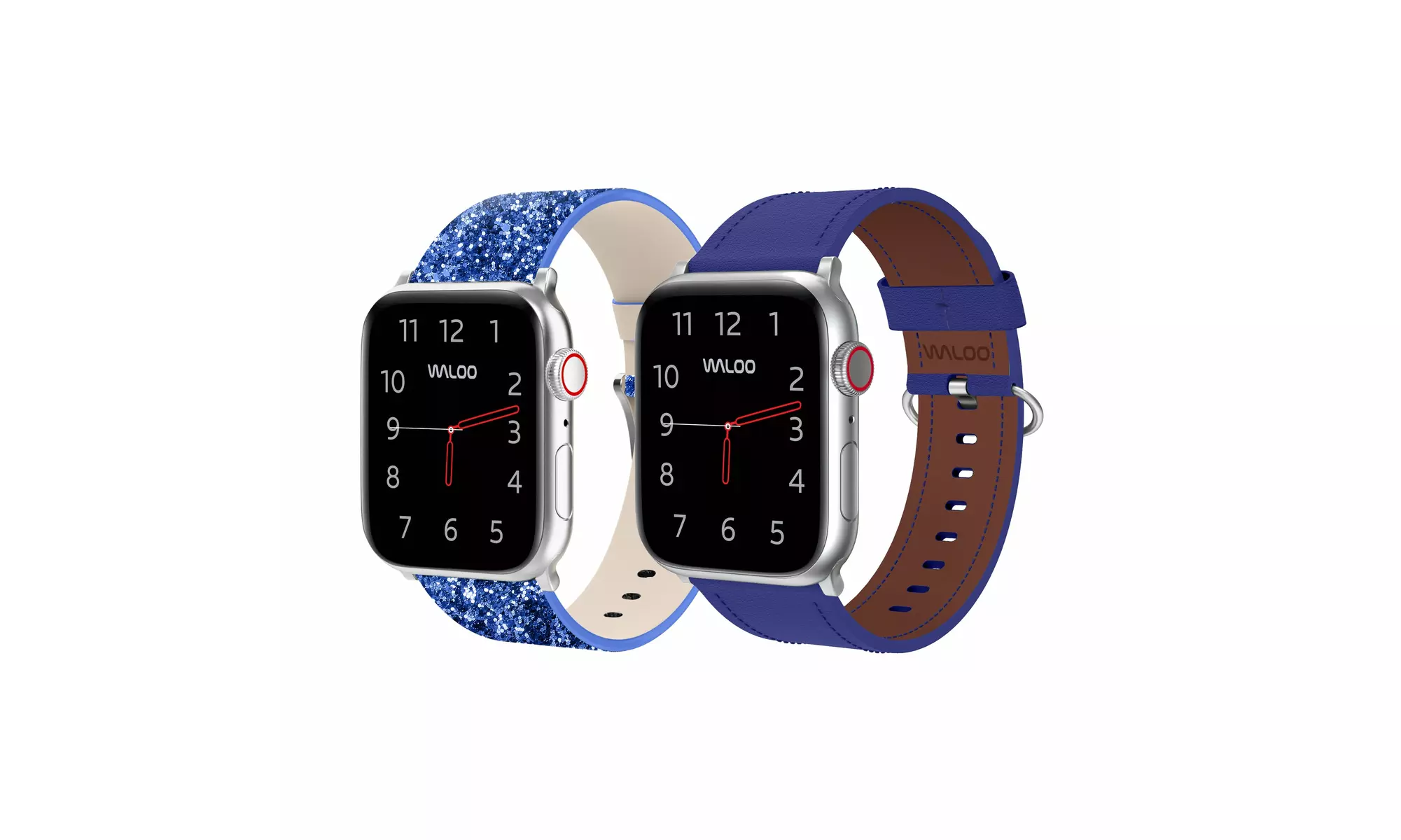 Waloo 2-Pack Leather Bling and Classic Leather Apple Watch Bands