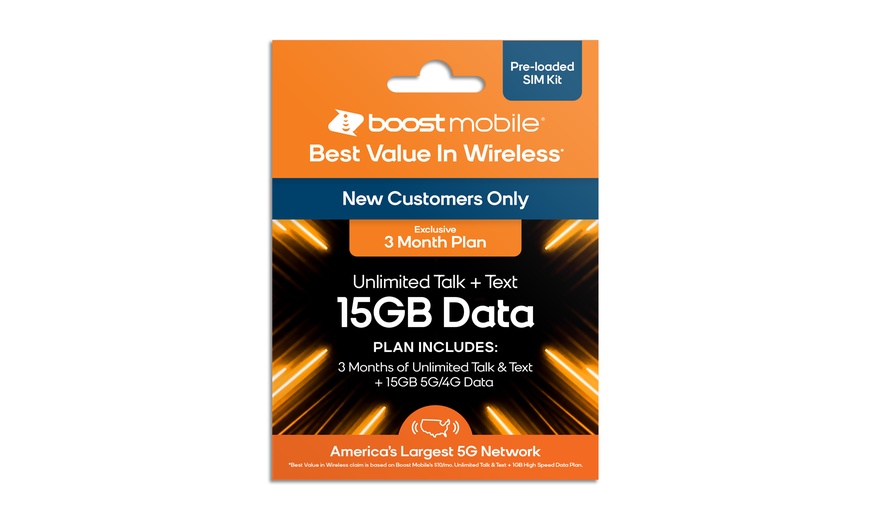 Boost Mobile 3 Months 15GB Plan SIM Card Kit | Groupon