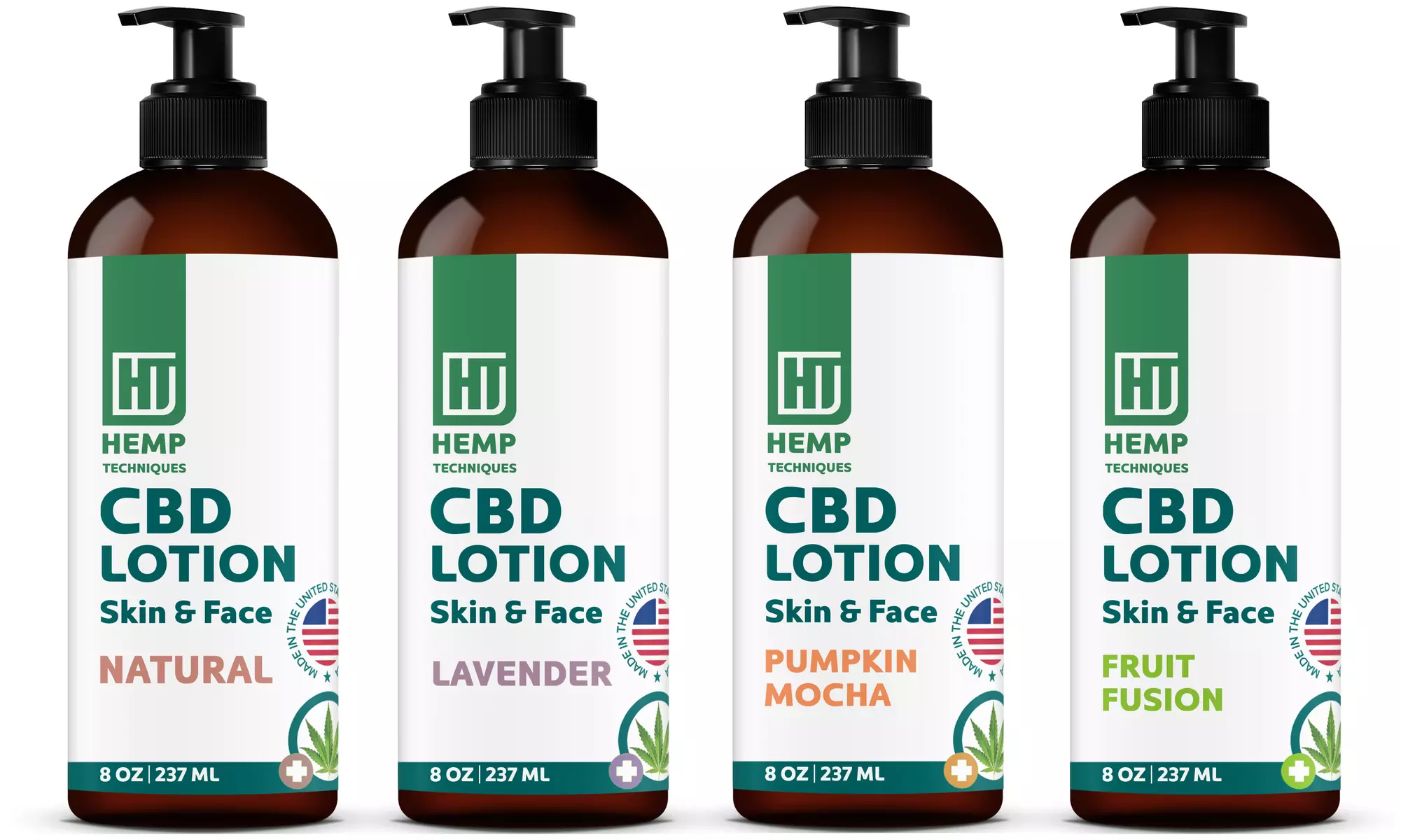 CBD Body Lotion 500 MG from Hemp Techniques - 8 oz - Different Scents - Primary Image