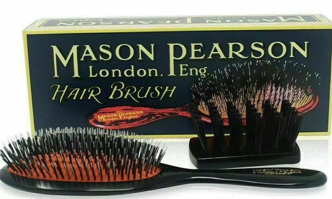NEW Mason Pearson HANDY BN3 MEDIUM Size Bristle and Nylon Hair brush Dark Ruby - Primary Image