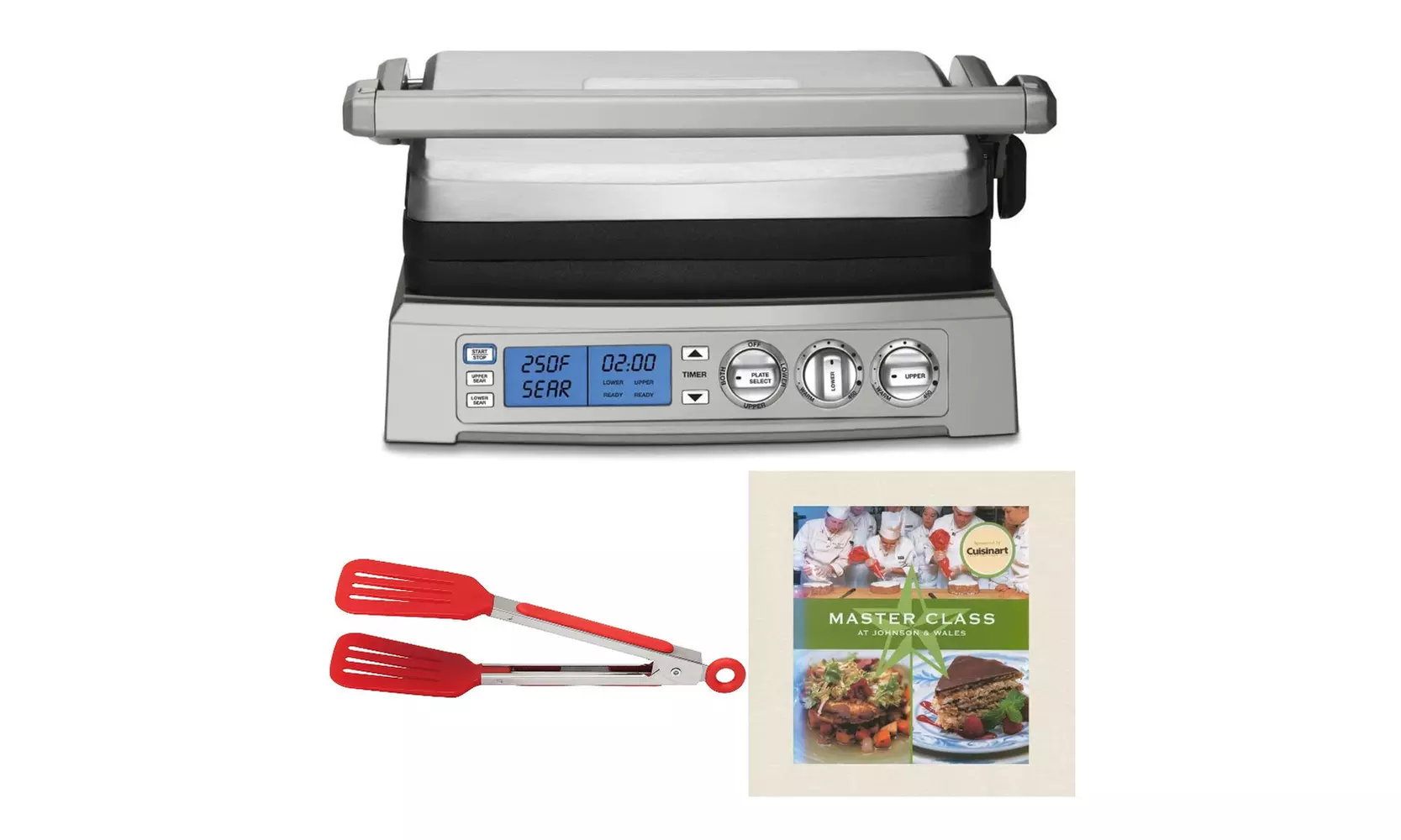 Cuisinart Elite Griddler with 8-Inch Nylon Flipper Tongs and Cookbook Bundle - Primary Image