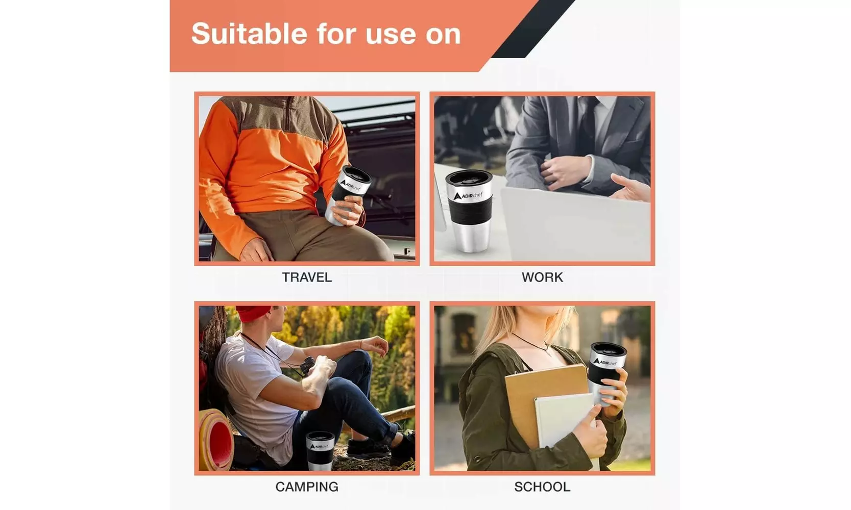 AdirChef Travel Coffee Mug 15 Oz 