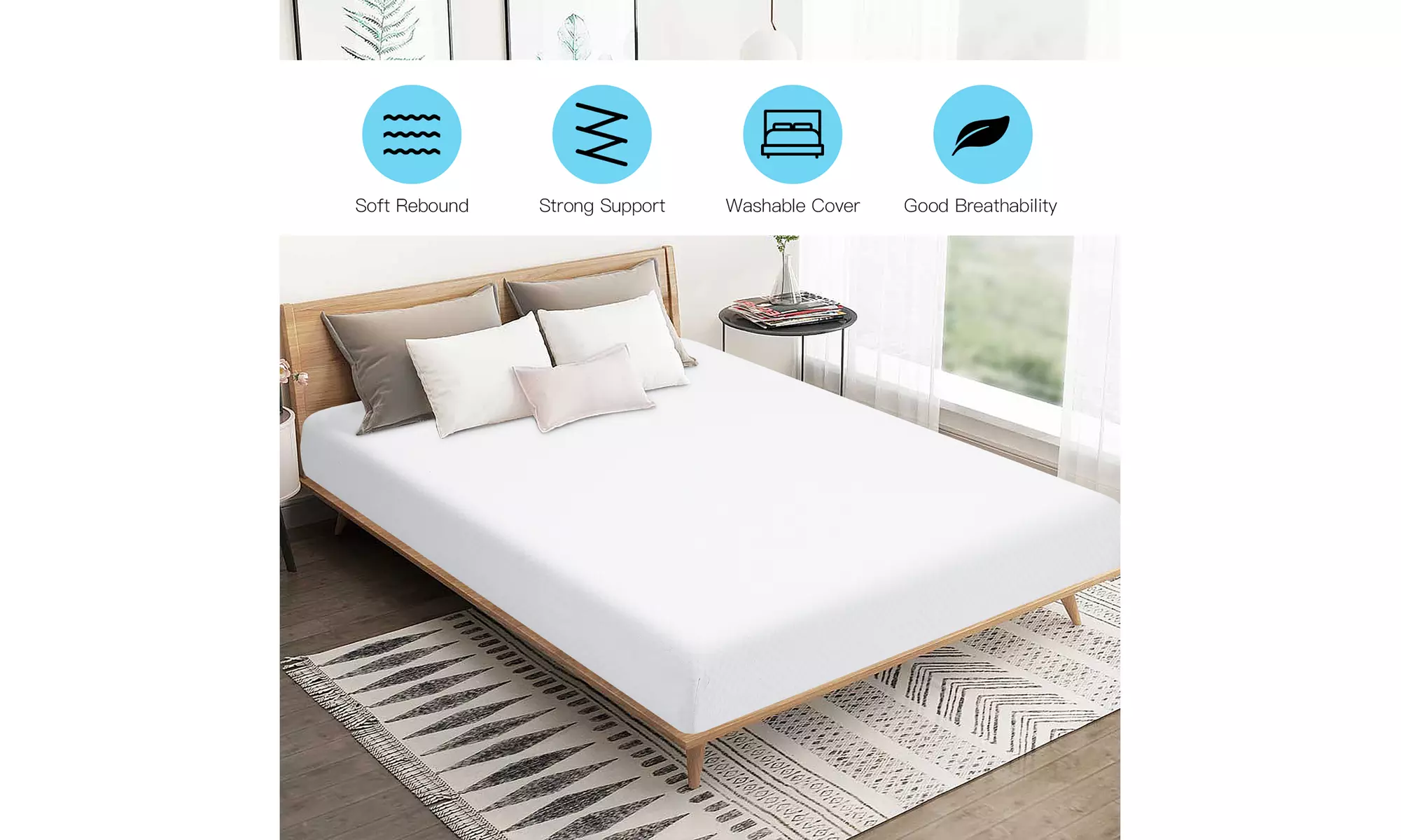 Costway 4 Sizes Jacquard 10'' Foam Mattress Medium Firm Bed-in-a-Box
