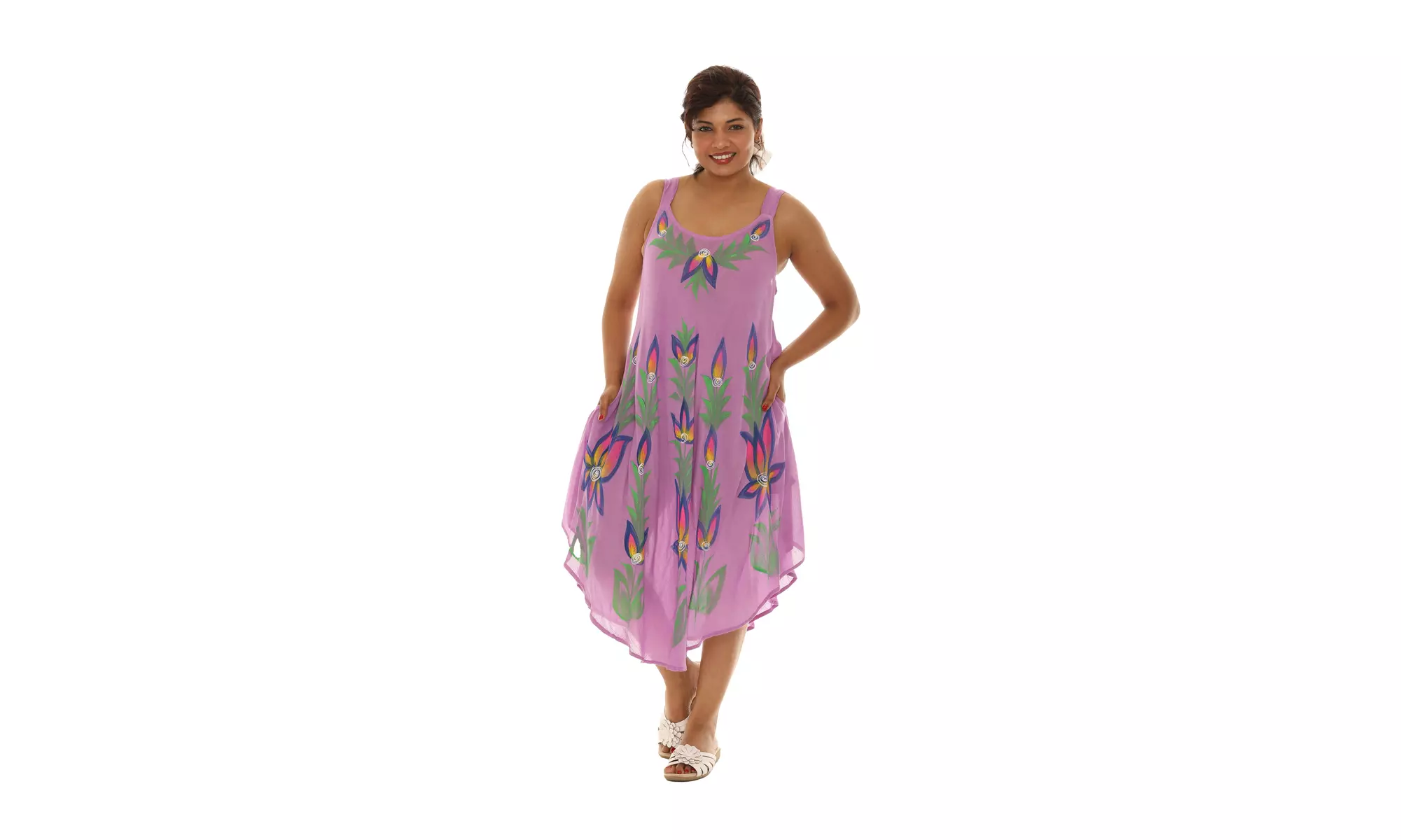 Brush Paint Skinny Strap Sleeveless Dress