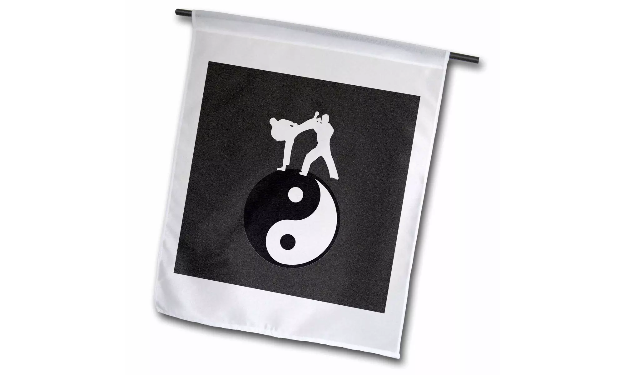  Garden Flag Karate Yin-yang Sign with Men Training, Black and White - Primary Image