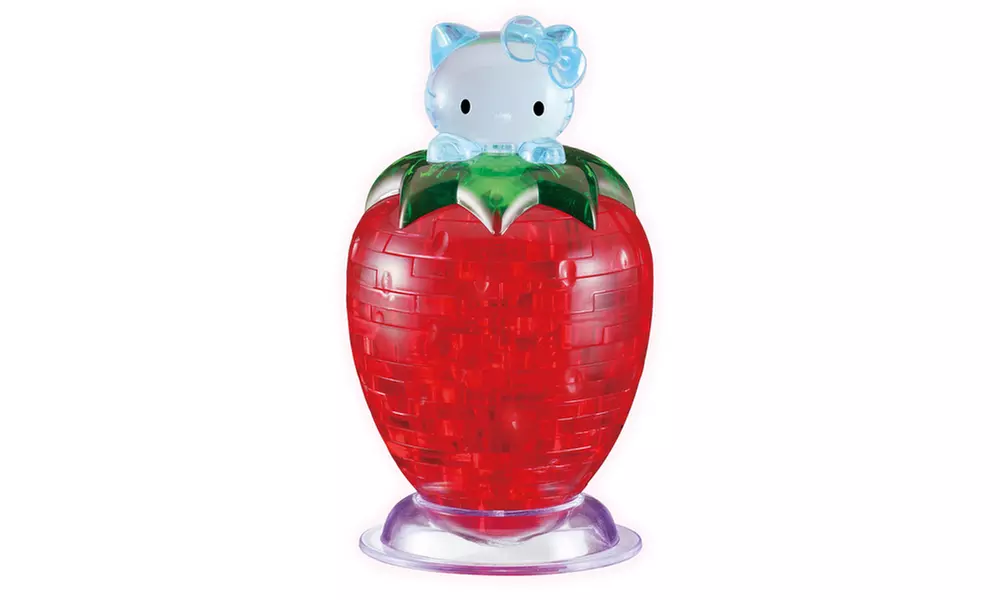 3D Crystal Puzzle - Hello Kitty on Strawberry: 45 Pcs - Primary Image