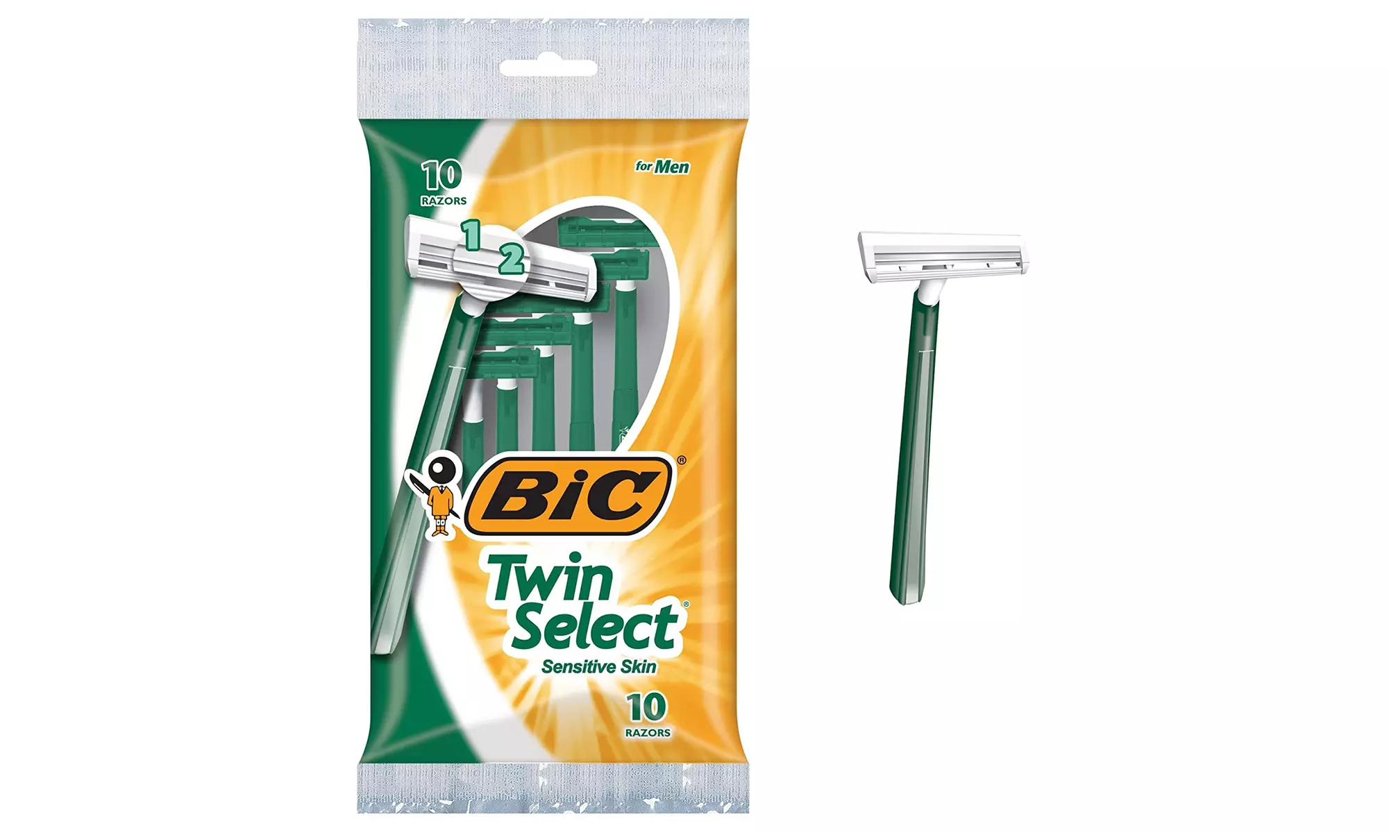 Bic Twin Select, Sensitive Skin, Disposable Shaver for Men, 10-Count - Primary Image