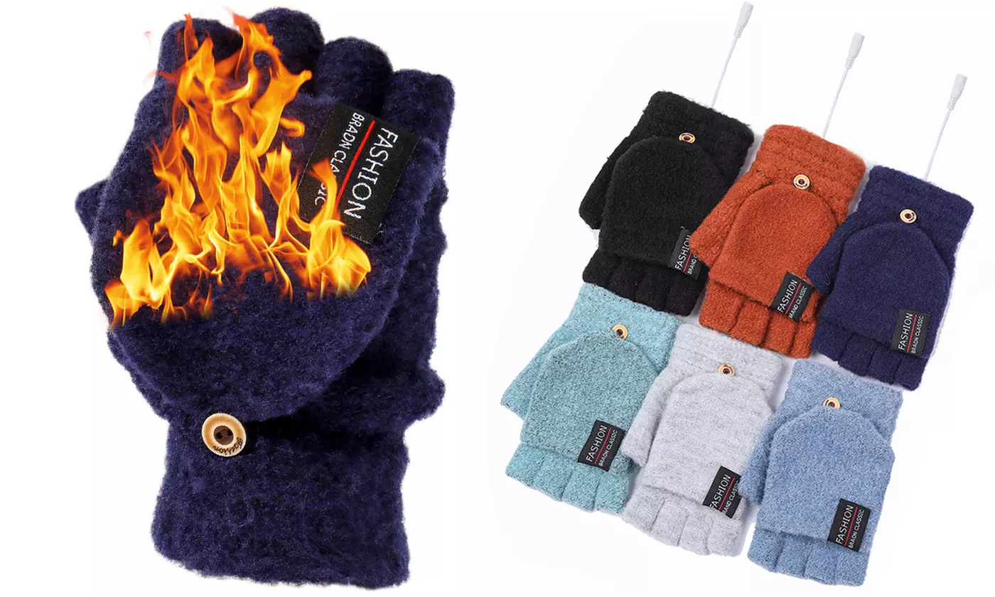 Unisex USB Electric Heated Winter Knit Yarn Gloves, Various Colours Available - Primary Image
