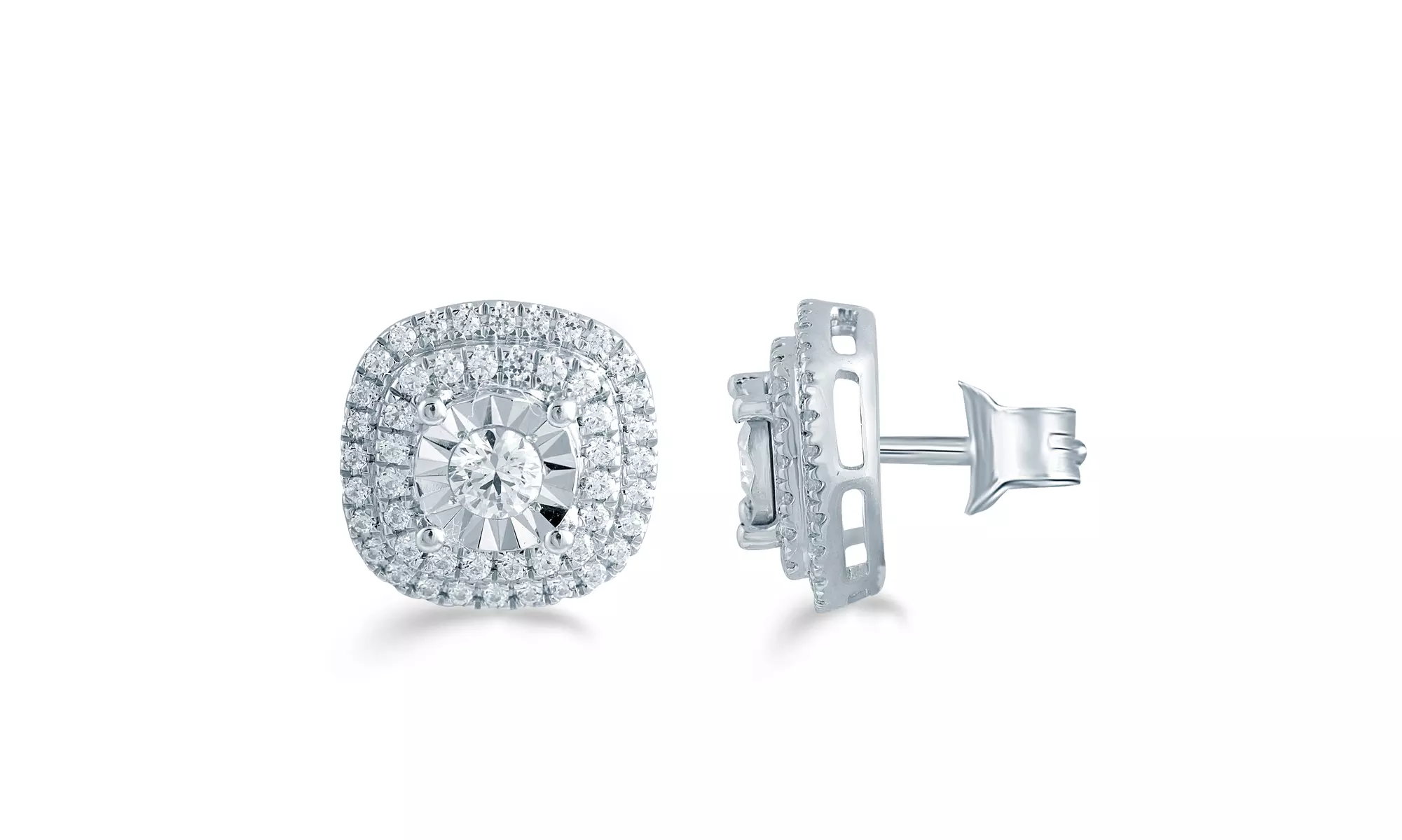 1/2CTTW Diamond Cluster Stud Earring in Sterling Silver by Fifth and Fine - Second Medium