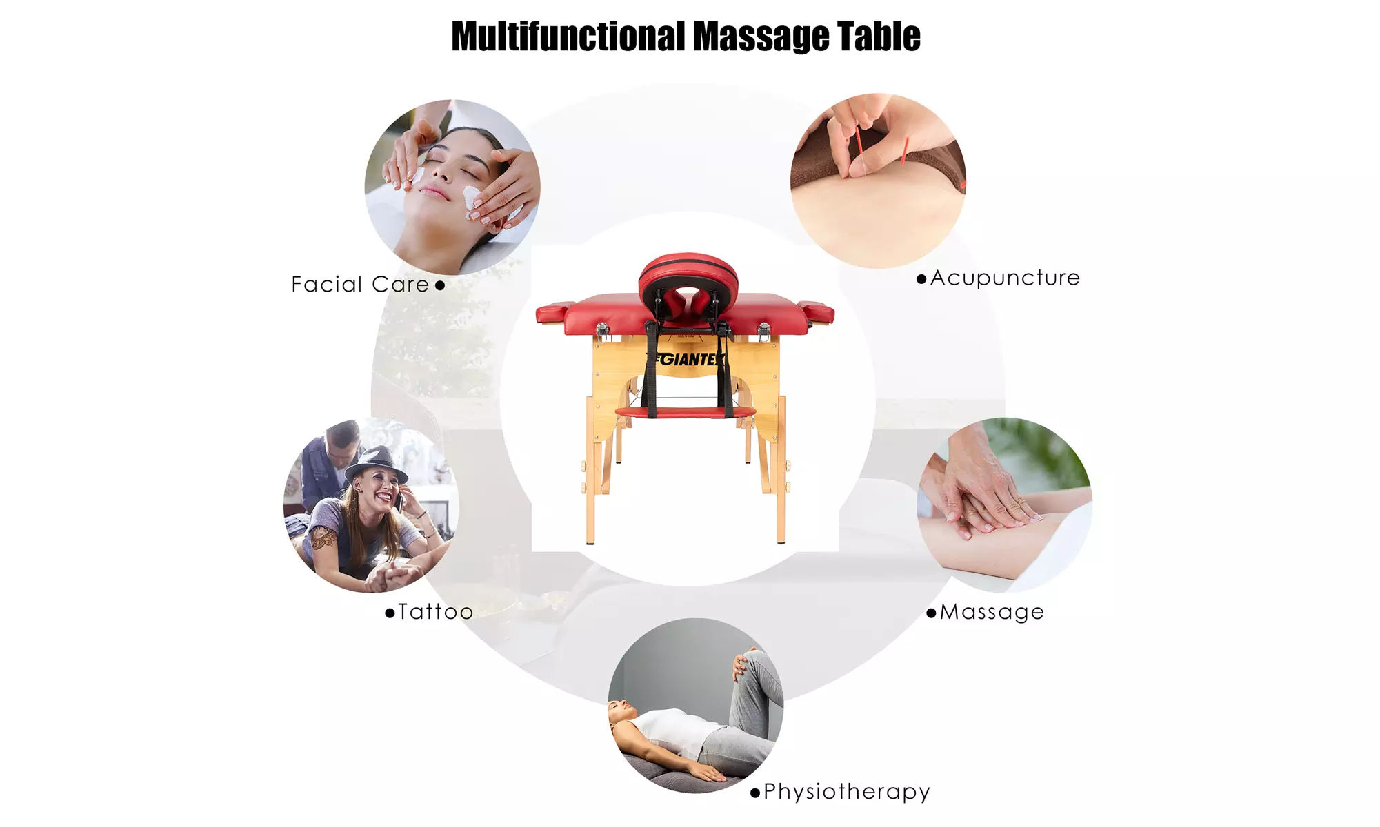 84" Portable Massage Table Adjustable Spa Bed with Carry Case