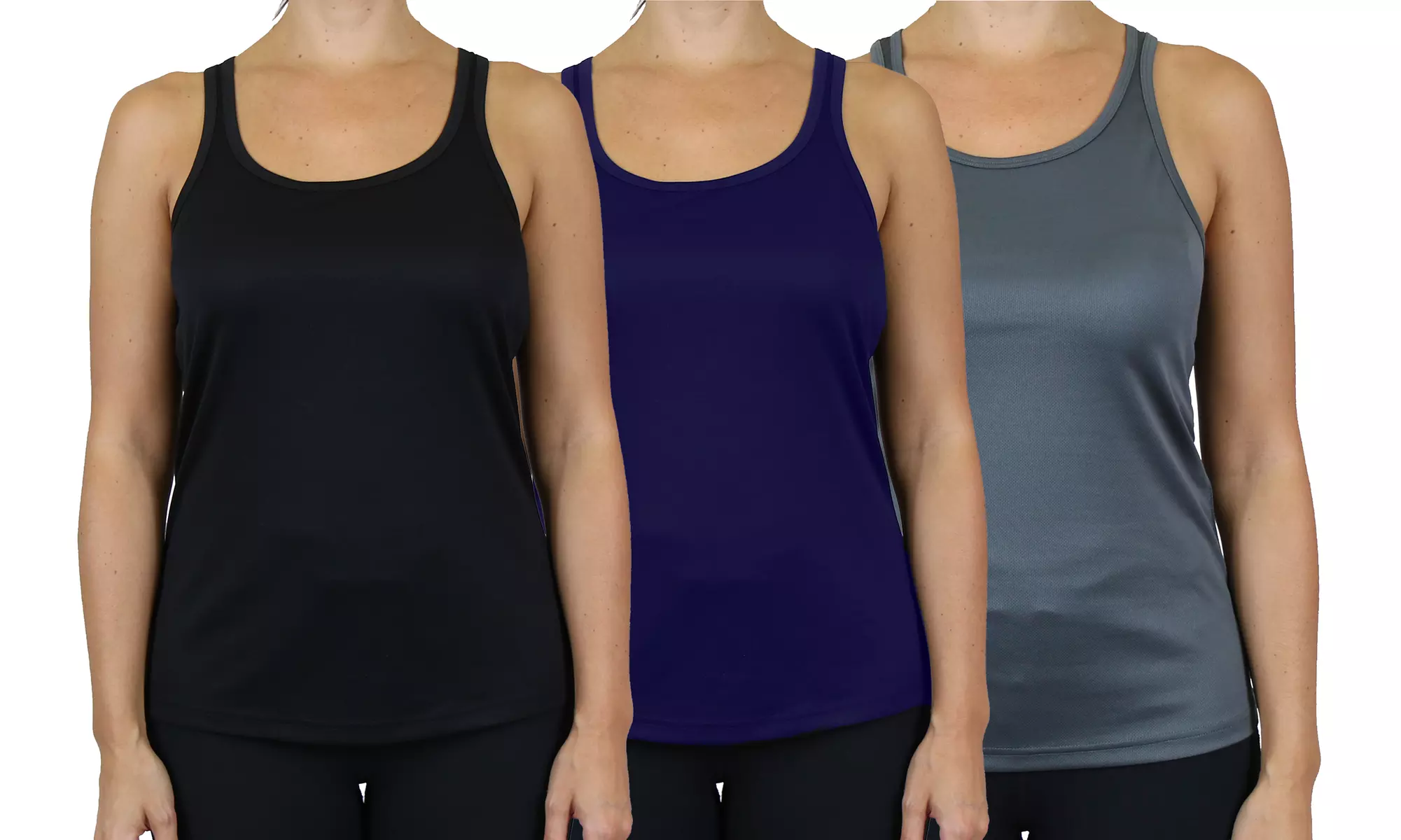 3-Pack Galaxy By Harvic Women's Moisture-Wicking Racerback Tanks (S-3XL)