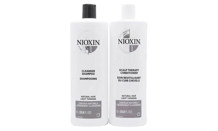 Nioxin System 1 Cleanser Shampoo & Scalp Therapy Liter Duo 33.8Oz NEW ...