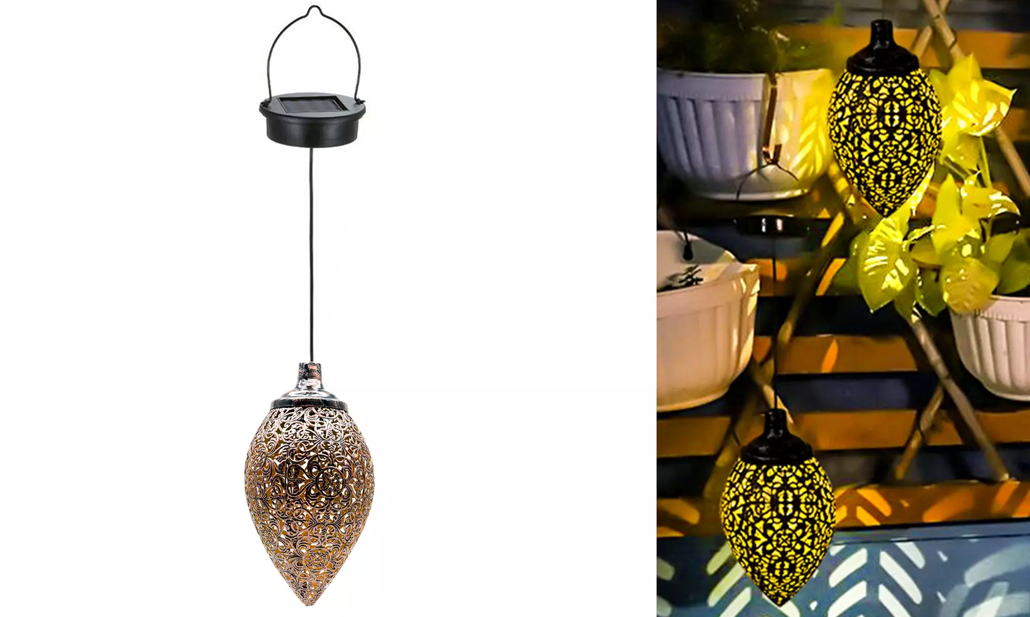 LED Solar Lights Hollowed-out Iron Lantern Light Garden Lights Garden Decor