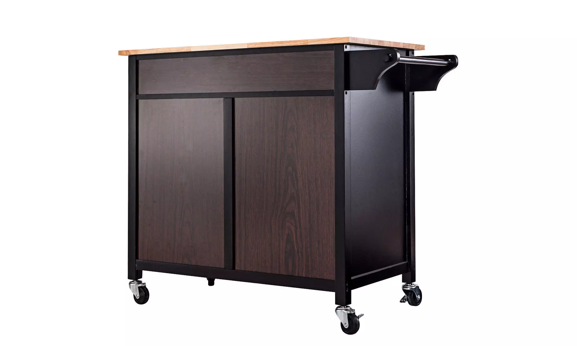 Rolling Kitchen Cart Island Wood Top Storage Trolley Cabinet Utility Modern
