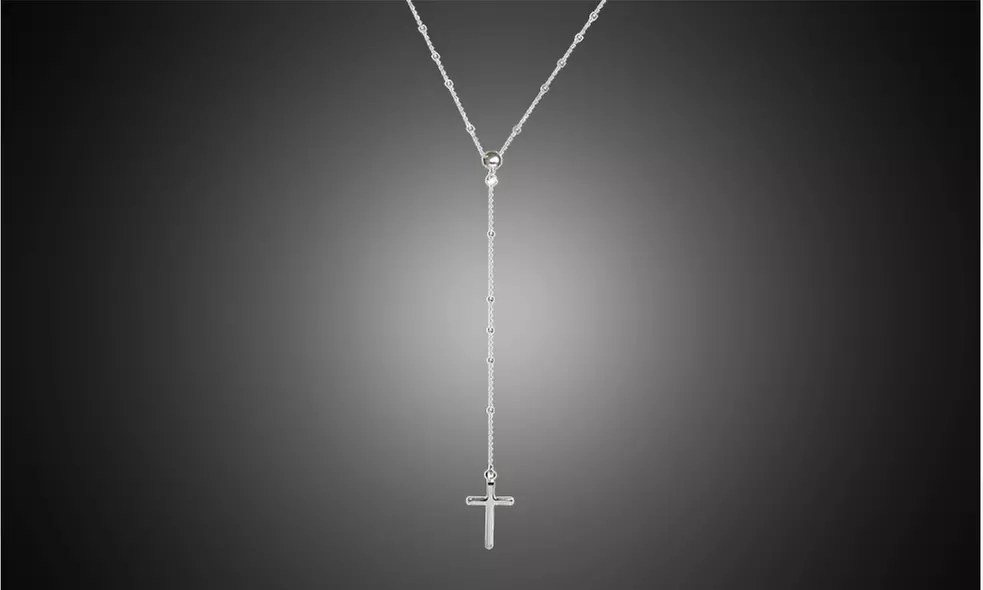Italian Made Rosary Necklace In Solid Sterling Silver
