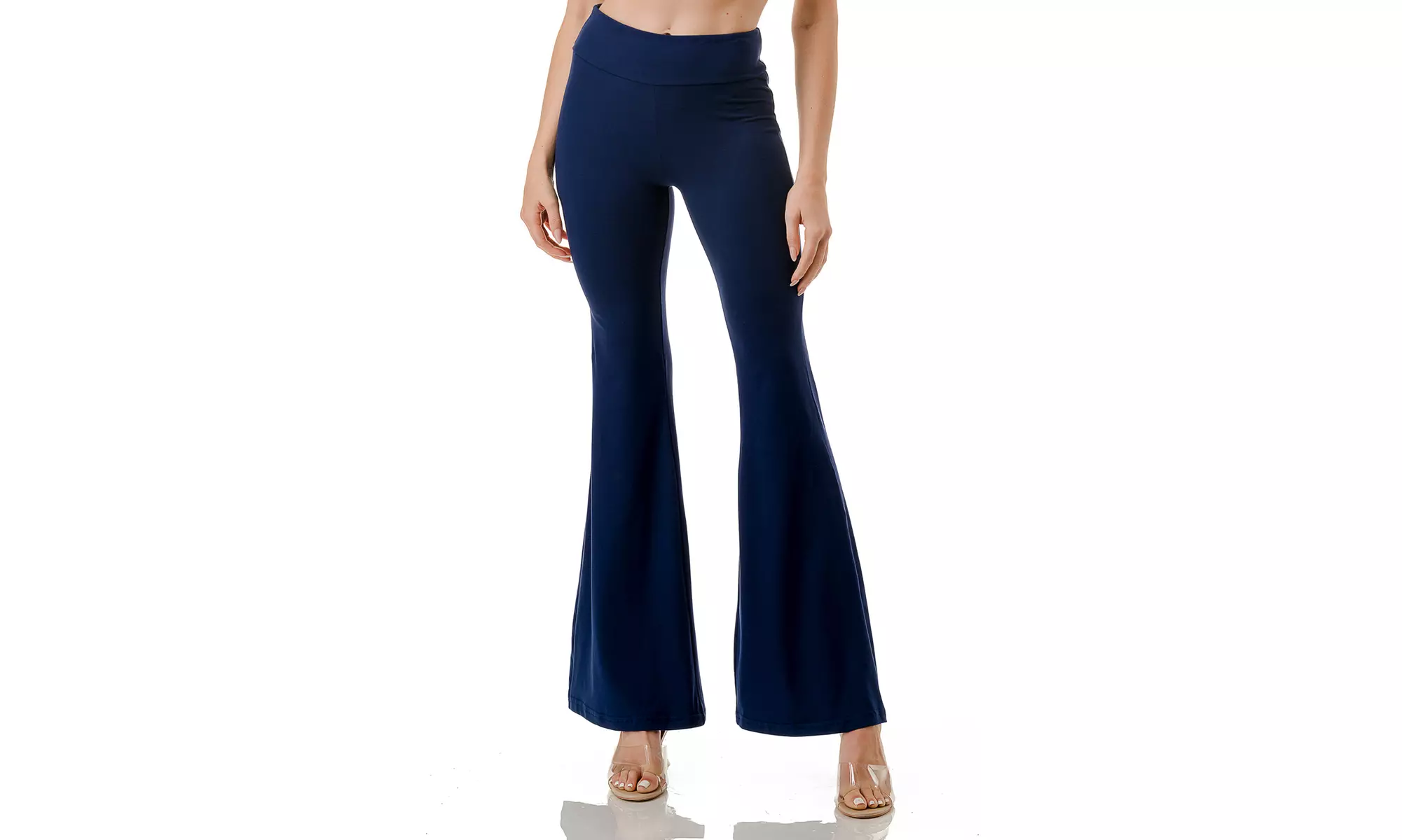 Women's High Waist Flare Leg Pants Elastic Tummy Control Yoga Casual Leggings