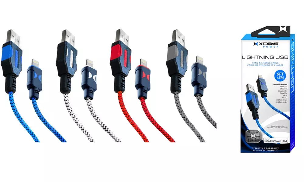 Xtreme 6-Ft Apple Certified Tough Series Lightning Cable (1- ,2- or 4-Pack)   - Second Medium