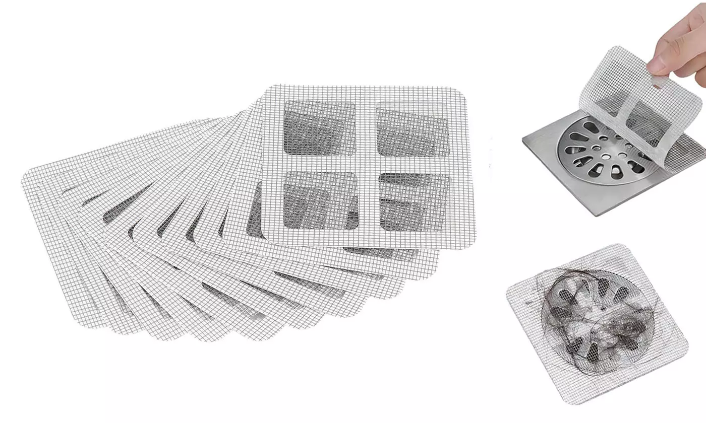 Disposable Shower Drain Covers Hair Catchers Mesh Stickers (20 or 50 Pack)