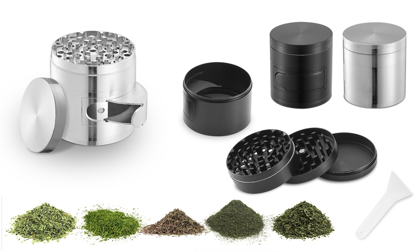 iMounTEK 4-Piece Herb Spice Tobacco Grinder with Window & Scraper