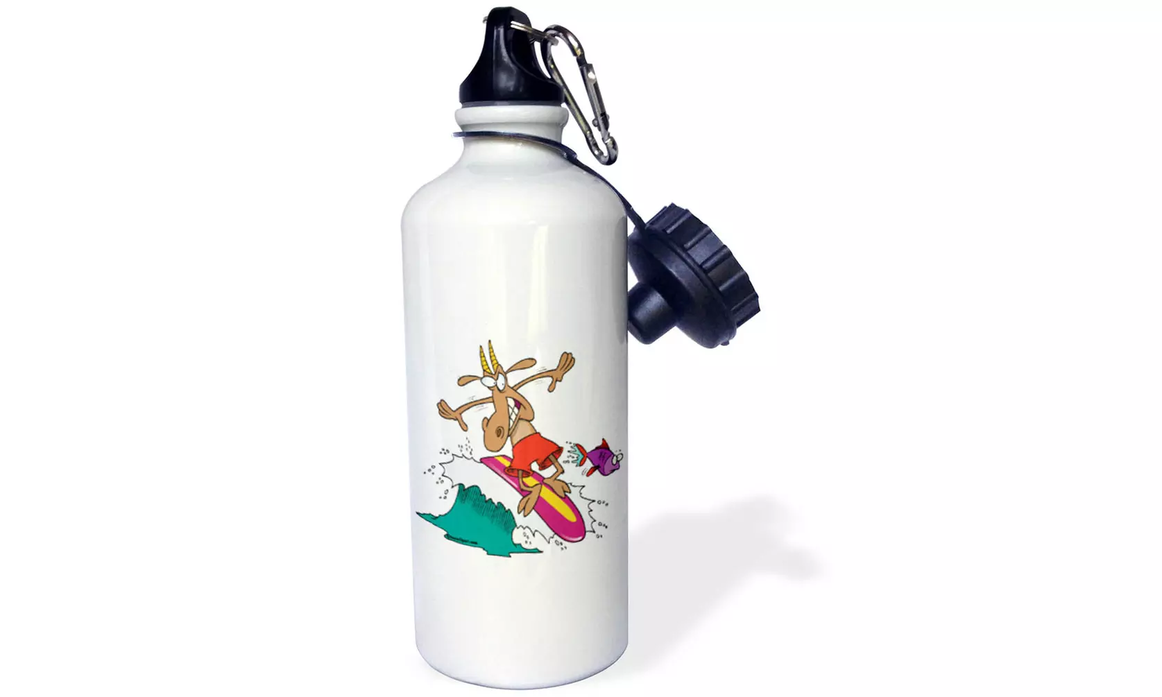  Water Bottle Silly Billy Goat Surfing Surfer Cartoon  - Primary Image