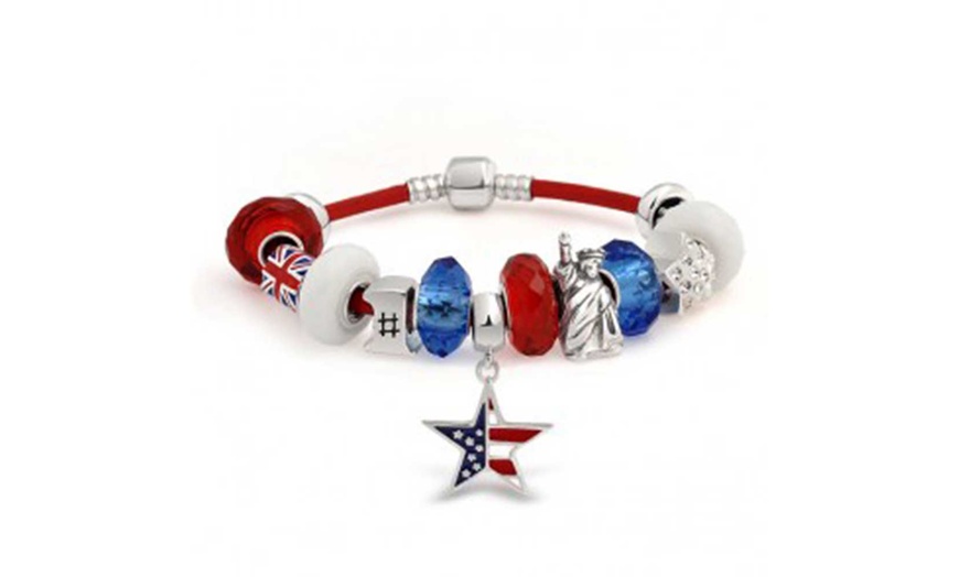 Image 4: 925 Silver Patriotic USA Olympian Charm Bracelet