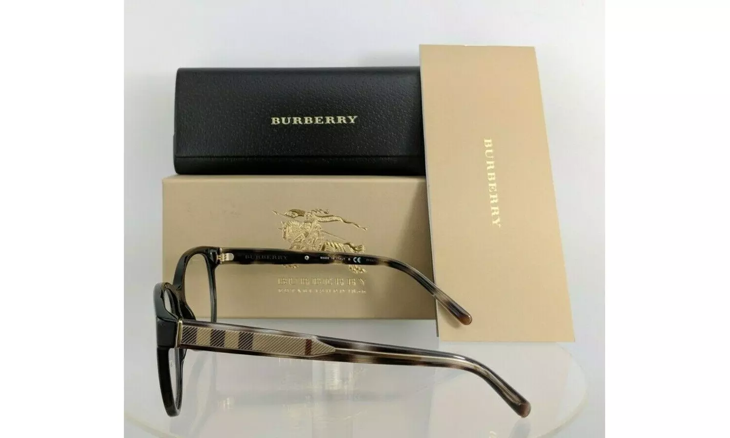 Brand New Authentic Burberry BE 2229 Eyeglasses 2229 3001 Black Brown 54mm Frame - Second Medium